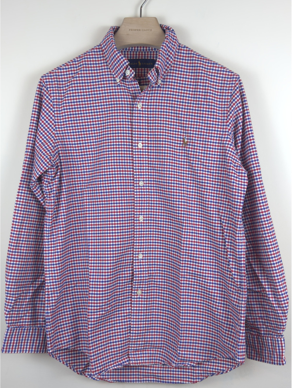 Polo Ralph Lauren Red Blue Gingham Check Button Down Shirt Men’s M Cotton